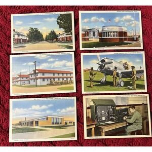 Vintage Belleville Illinois Scott Field Post Card Lot‎ Of 6 Linen Circa 1930s